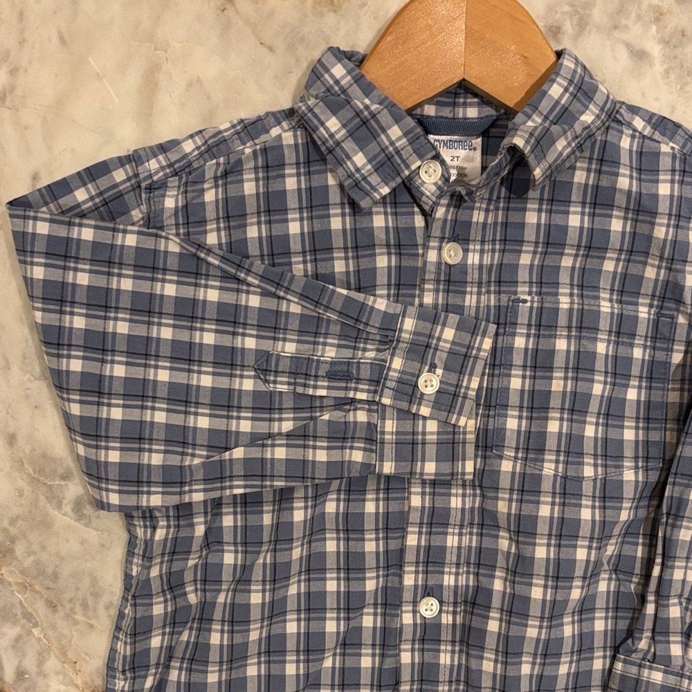 Gymboree Men's Navy and White Plaid Shirt
